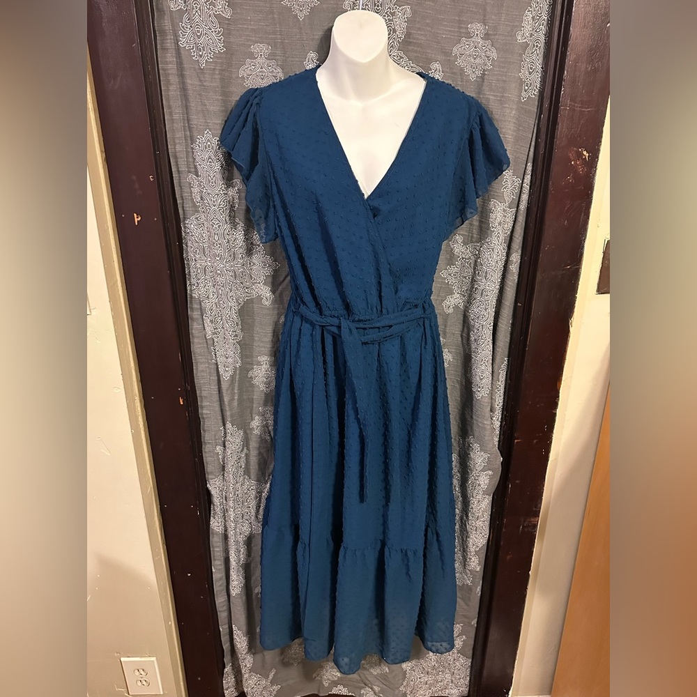 Swiss dot flutter sleeve dress